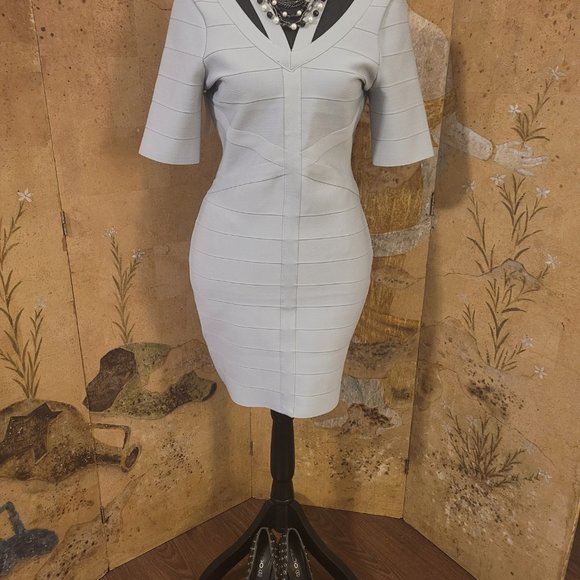 NWT Venus Bidycon Bandage Dress Silver - Figure-tracing Hour Glass - Picture 6 of 14